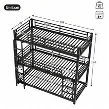 (=WX000520AAB) 90x200cm Metal Bed Frame, Bunk Bed, Iron Bed, Triple Bunk Bed For Children, Teenagers And Adults, Black - Black + Metal + 90cm*200cm - View 10