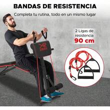 XR Banco de Pesas, Banco de Ejercicio Fitness Multiposición con 2 Ligas Incluidas, Banco de Entrenamiento Soporta 350 Kg, 8 Niveles de Inclinación con Cojín Lumbar, Banco Gym Plegable - 1 - Ver 2