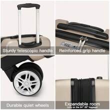 Kono veliz de viaje pequeña con ruedas giratorias carcasa dura TSA para equipaje de mano de 22 x 14 x 9 pulgadas aprobada por aerolineas color dorado Negro CarryOn 20Inch Equipaje Hardside - como en la foto - Ver 5