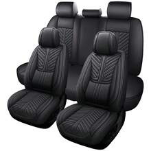 Nappa Leather 5 Seat Luxury Car Seat Covers Full Set Cushion Protector Fit Single Front Seats And Solid Bench 40/60 50/50 60/40 Split Bench Back Universal Fit For Most Cars 4 Season Use - màu đen - Xem 1