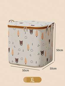 Large Capacity Foldable Clothes Storage Box With Handle, Cute Pattern Design Makes Home Organization Fun, Reinforced Portable Bedding Storage Bag, Space-Saving Wardrobe Organizer For Bedroom, Home, Dorm, Also Can Be Used As Laundry Basket Or Toy Storage
