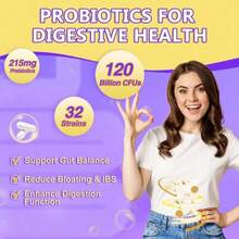Probiotics For Women &Amp; Men Digestive Health,120 Billion CFUs, Prebiotics And Probiotics For Gut Health, D3, Zinc &Amp; Immune Support Herbs, Detox Cleanse, 45 Day - 3 Month Supply - Tên hương vịA - Xem 3