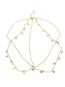 Boho Head Chain Gold Sequins Headbands Chain Layered Bridal Headpiece Jewelry Festiv - Multicolor - View 12