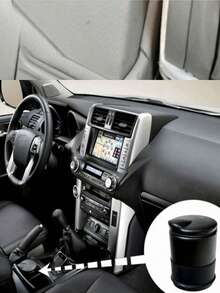 2pcs/Set Car Detachable Central Control Ashtray, Regular Car Ashtray, Round Plastic Ashtray, One-Hand Open Storage Trash Can, Portable Dual-Use Car & Home Accessory (Black), Suitable For Car, Back To School Supplies, Lightweight And Portable.