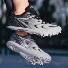 26 男士运动鞋,男士田径鞋,时尚黑白低帮系带钉鞋,抓地力强,鞋钉可拆卸,适合比赛和运动,爆发力十足,速度感稳定,男女通用钉鞋,适合短跑、中长跑、三级跳远等运动。 - 黑灰色 - 查看 11