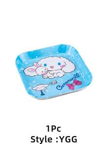 Sanrio 1pc Cute Hello Kitty & Melody Cartoon Fruit/Snack Plate, Square Bone Dish (Partial Pattern Random)