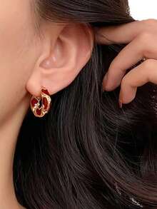 1 Paar modische, vintage strukturierte Creolen mit Strass, luxuriöse, elegante Ohrringe für Frauen