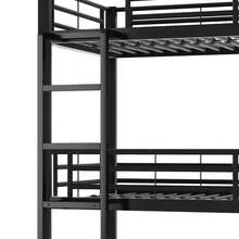 (=WX000520AAB) 90x200cm Metal Bed Frame, Bunk Bed, Iron Bed, Triple Bunk Bed For Children, Teenagers And Adults, Black - Black + Metal + 90cm*200cm - View 8