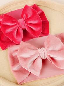 4 piezas Diademas elásticas de terciopelo suave y de unicolor con lazo grande, estilo bohemio, para bebés y niños, accesorios para el cabello recién nacidos para fotografía, uso diario, festivales, otoño/invierno