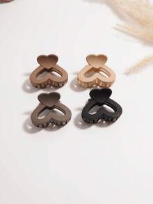 4/5 presilhas de cabelo minimalistas foscas vintage vazadas em formato de coração, novas presilhas de cabelo cor café com leite, acessórios de cabelo, adequadas para o Halloween, presilhas de cabelo de inverno