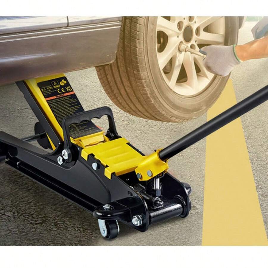 Gato de piso de perfil bajo  bomba hidráulica de pistón simple de acero pesado de 2,5 toneladas - Negro - Ver 1