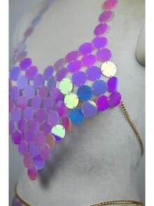 Womens Sexy Body Chains Suit Two Piece Sequins Bikini Beach Club Body Jewelry2025 - 039-金色套裝 - 查看 8