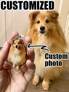 1 pieza Llavero conmemorativo personalizado para mascotas (perro/gato) con nombre y foto personalizados - Multicolor - Ver 1