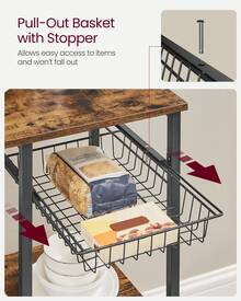 Baker Rack With Shelves, Microwave Stand With Wire Basket, 6 S-Hooks, Kitchen Shelf, Utility Storage For Spices, Pots, And Pans, Rustic Brown - Brown - View 6