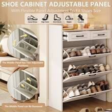 Shoe Cabinet For Entryway, Narrow Shoe Storage Cabinet With 3 Flip Drawers And 2 Top Drawers, Modern Shoe Rack Organizer Cabinet For Hallway, Apartment, Living Room, White - trắng - Xem 5
