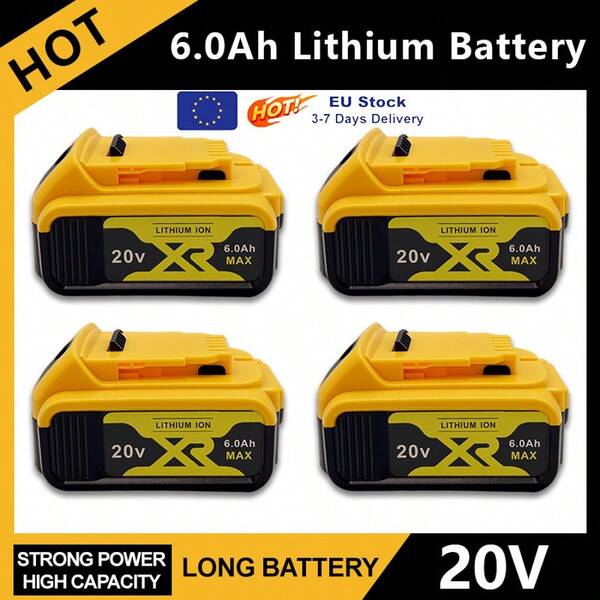 4er-Pack für for Dewalt 20V/60V Lithium-Ionen-Akku Hochkapazität 6AH (Kompatibel mit DCB606, DCB205, DCB206, DCBGene, DCB200 MAX) – Ersatz-Akku für for Dewalt Bohrer, Sägen, Schleifer, Werkzeuge