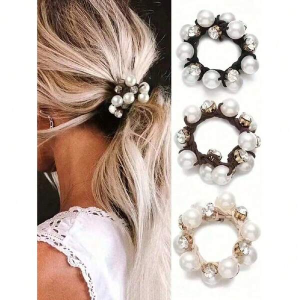3pcs/1set Elegant Faux Pearl Rhinestone Hair Scrunchies Ponytail Holders Simple Hair Accessories, Hair Accessories For Women, Hair Tools, Beauty Accessories, Curly Hair Accessories, Hair Accessory, Hair Accessories, Hair Accessories For Women,Fall,Travel, Hair Tools,Accessories Women, Hair Stuff,Fall,Hair,Hair Accessories,Hair Accessories For Women,Travel,Hair Accessory,Hair Accessories Women,Hair Tools,Hair Stuff,Stuff,Beauty Accessories