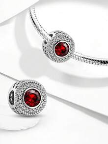 1PC 925 Sterling Silver Fashionable Colored Gemstone Beads Pendant Charm Suitable For Bracelets DIY Women's Jewelry - Silver - View 3