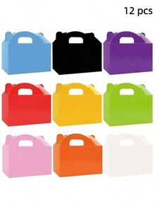 12 piezas de cajas de papel plegables para regalo, adecuadas para joyería, dulces, envasado de postres - multicolor - Ver 17