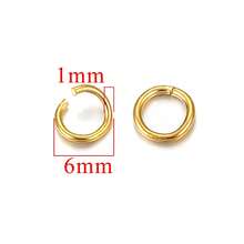 100 件 304 不锈钢 18K 镀层开口跳环，适用于珠宝制作 DIY 配件连接器 - 金黃色(#008) - 查看 10