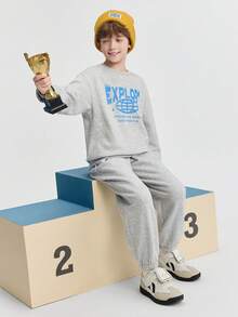 Balabala BalaOne 儿童两件套羊毛衫套装，男孩和女孩 2025 秋冬，保暖服装 - 淺花灰 - 查看 3