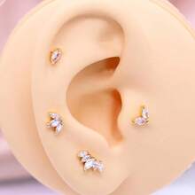2~4PCS 16G 316L Pushin Lip Rings Butterfly And Bee Nose Stud Rings Top Push In Threadless Surgical Steel Flat Back Nose Rings Studs For Womens{"Color_name":"Gold-B"} - Gold-b - View 6