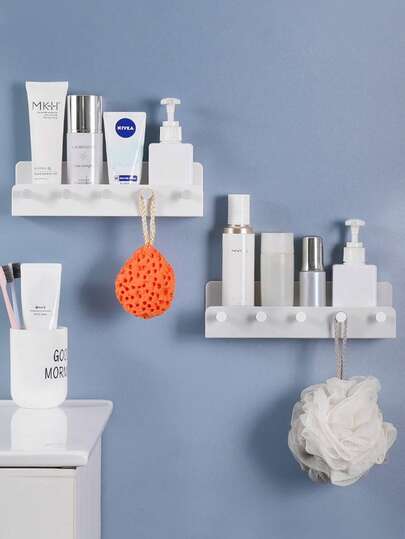 Caixa de armazenamento de parede para banheiro, suporte multifuncional para cozinha e banheiro, pente, cosméticos, faixa de cabelo, joias, caixa de armazenamento para vários itens, adequada para sala de estar, cozinha, banheiro e toalete