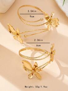 Set de 2 piezas de brazalete y pulsera vintage elegante con diseño floral para mujeres, adecuado para regalos, fiestas, banquetes y uso diario