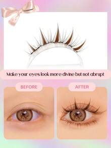 100pcs C-Curl Natural Brown Cartoon Fairy Soft False Eyelashes, Glue-Free, Suitable For Beginners, Cute Segmented Fake Lashes By Asiteo - C - Xem 4