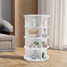 4 Tier Rotating Shoe Rack, Spinning Standing Shoe Rack Tower, Rotating 360° Shoe Rack Round Carousel, Vertical Rotating Spiral Corner Organizer, White - White - View 3