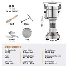 150g Electric Grain Mill Grinder, High Speed 850W Commercial Spice Grinders, Stainless Steel Pulverizer Powder Machine, For Dry Grains Spices Cereals Coffee Corn Pepper, Straight Type - 150g 850W - 查看 7