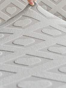 1pc Plaid Heart Printed Milk Silk Elastic Sofa Cover, Thermal Lined, Suitable For All Seasons - Light Grey - View 5