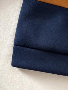 2pcs Toddler Boys' Casual Colorblock Letter Patch Long Sleeve Sweatshirt And Sports Pants Set