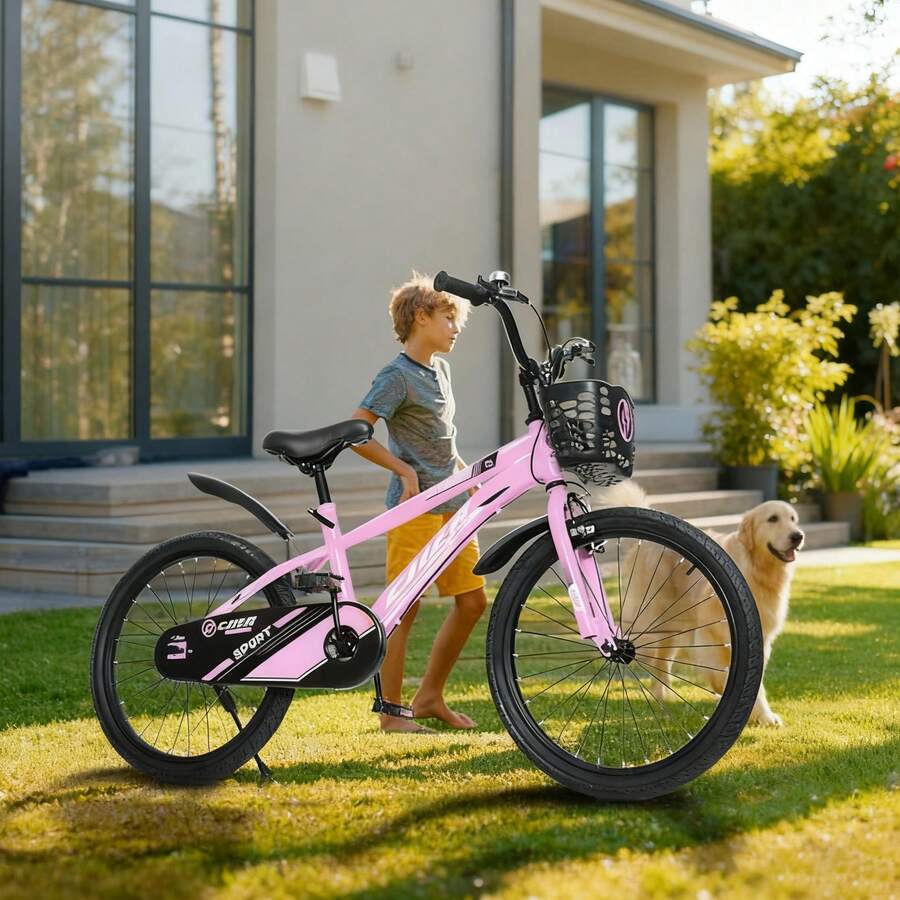 Kids Bike For Boys And Girls Ages 3-12, 14 16 20 Inch Bicycle With Training Wheels/Kickstand , Easy To Assemble, Ride, Vibrant Colors, For Sports Bicycle For Kids, Easy Assembly, Multiple Color Option - 粉色 - 查看 1