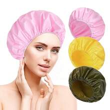 6 PCS Gorros de Ducha para Mujeres, Gorro de Ducha Impermeable de Doble Cara, Gorros de Baño Elásticos Reutilizables para Ducha, Gorros de Baño de EVA, Gorros de Ducha para el Cabello - Color Caramelo - Sólido B - (Negro Blanco Rosa Amarillo Rojo Ladrillo Verde Oscuro) - Ver 8