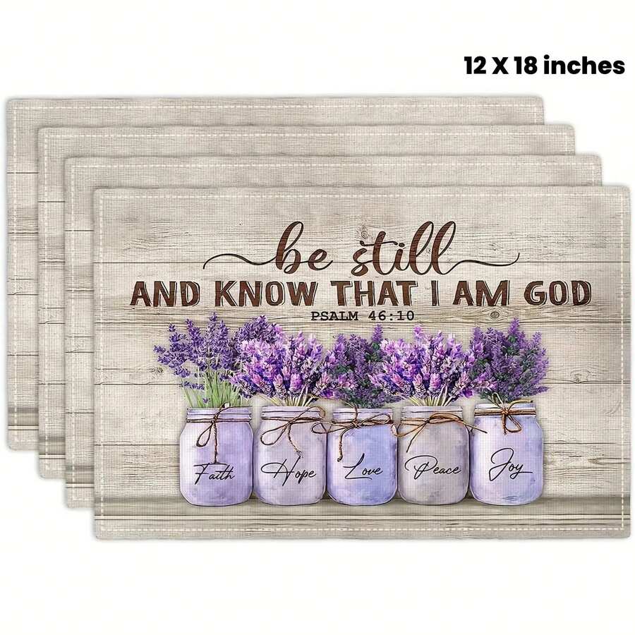 4 Pieces, 11.81*17.72in, Home Kitchen Table Decoration Mats, Beautiful Patterns, Table Decorations, Suitable For Family Gatherings, Fashionable Home Decorations, Suitable For Holiday Parties, Coffee Tables, Restaurants And Home Decoration - 彩色 - 查看 1