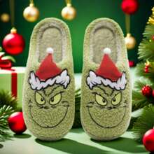 New Christmas Cotton Slippers, Men's And Women's Styles, Couple's Edition, Cozy Plush Slippers For Autumn And WinterInsulation,Galentines,Puppy,Carnival,Decoración Para Fiestas