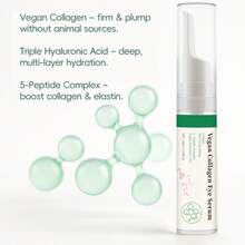 纯素胶原蛋白眼部精华 - K Beauty 三重透明质酸和肽胶原蛋白精华，改善皮肤弹性，减少细纹和黑眼圈 - 纯素韩国护肤眼霜 - 透明 - 查看 5