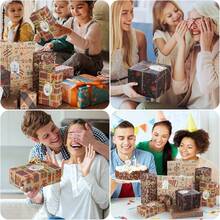 6 Piezas Papel de Regalo Kraft Cumpleaños, Papel Regalo Plegado con 1 Cinta 1 Cuerda de Cáñamo 1 Cinta de Doble Cara 8 Etiqueta de Regalo para Cumpleaños Aniversarios-70x50cm GTW3 - F - Ver 10