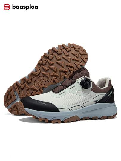 baasploa 1 par de botas de senderismo para hombres, zapatos ligeros para exteriores con hebilla giratoria y antideslizantes para hombres, zapatos deportivos, marca de zapatos para hombres, versión de invierno talla grande gruesa y mejorada