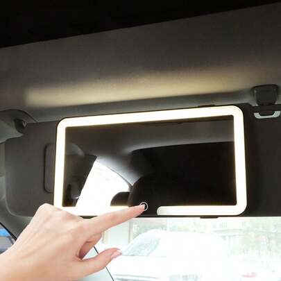 Rechargeable LED Vanity Mirror For Car Sun Visor, Adjustable Brightness, 3 Lighting Modes, Touch Screen, Car Accessories