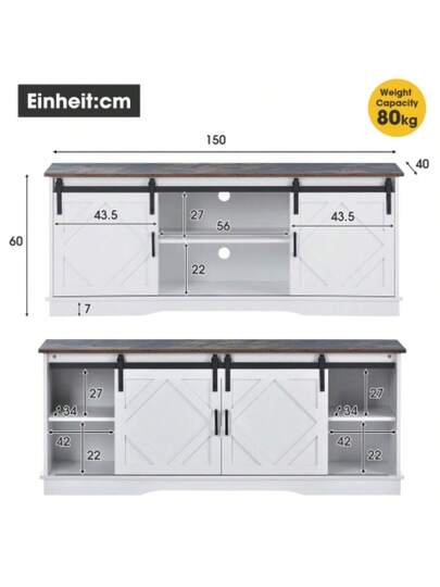 Large TV Schrank St Sideboard Meubel Class Schiebetüren Einstellbare Regale Für Wohnzimmer Esszimmer haus Modernes 150*40*60cm view 2