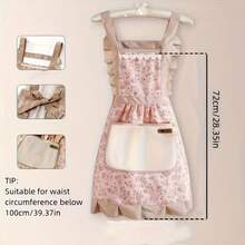 1PC Floral Princess Apron With Wiping Pockets, Suitable For Cleaning The Kitchen, Living Room And Bathroom, Suitable For All Seasons, Floral Pattern Apron, Kitchen Home, Personalized Design Waiter Work Apron, Hollow Back Suitable For Multiple Scenes, A Great Gift For Girlfriend, Family, Friends - Multicolor - View 2