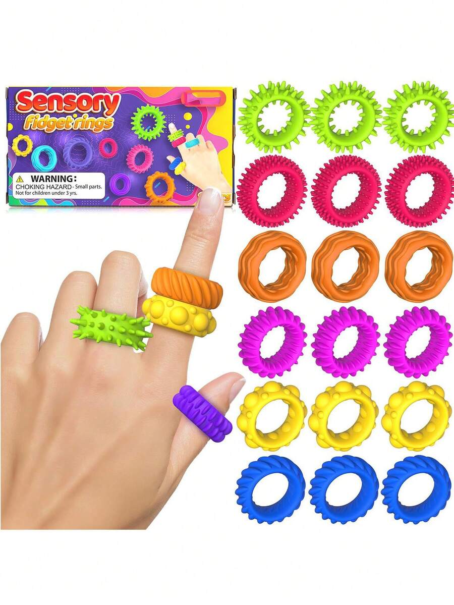 Fidget Silicone Sensory Ring, Soft Skin-Friendly Pressable Stress Relief Ring, Adult Office Commuting Desktop Decompression Tool, Daily Relaxation Valentine's Day Gift - Multicolor - View 1