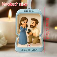 Premier ornement de Noël fiancé : figurine photo de proposition personnalisée, souvenir en acrylique. Idée si vous cherchez un cadeau d'anniversaire, un cadeau de pendaison de crémaillère, un cadeau de fête, un cadeau pour la fête des mères/des pères/Noël pour votre famille ou vos amis.