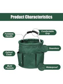 6-Pocket Foldable Portable Cleaning Caddy, Handheld Cleaning Tote Bag With Handle, Suitable For Outdoor Camping, Garden Storage, Home Bathroom, Great Gift For Valentine's Day And Other Holidays (Gray/Green/Black/Blue) - Multicolor - View 3