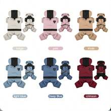 Combinaison d'hiver pour chien de compagnie - Manteau imperméable et coupe-vent à quatre pattes avec capuche, vêtement de mode pour animaux de compagnie. Veste d'hiver chaude pour chien avec design réfléchissant et sportif. Plusieurs couleurs (rose, beige, kaki, bleu, bordeaux) pour petits chiens. Idéal pour la promenade par temps froid et les activités extérieures - Rouge - Voir 4