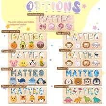 1pc Customized Name Puzzle, Personalized 3D Letter Puzzle And Wooden Name Puzzle. Ideal Gift For Baby Boys Or Girls, Suitable For Birthday, Christmas, Anniversary! - 桃棕 2排 - 查看 5