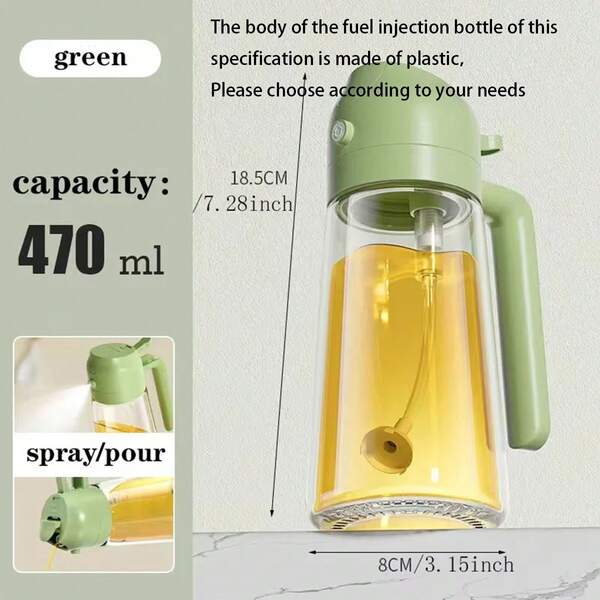 1pc 2-In-1 Oil Sprayer Bottle, Kitchen Household Leak-Proof Sauce/Vinegar Dispenser, 470ml
