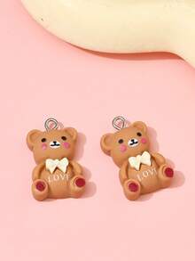 10/20/30/50个可爱卡通小熊和蝴蝶结DIY饰品配件，可用于制作耳环、手链、项链吊坠、包包挂饰和钥匙扣 - 彩色 - 查看 3